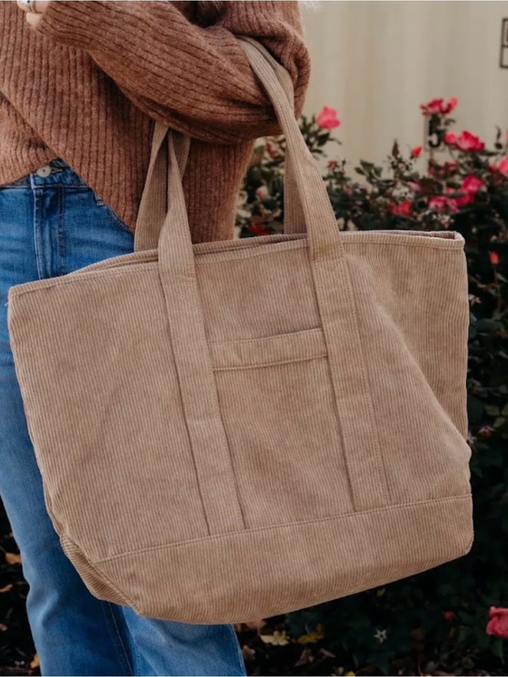 Old Navy Rich Brown Corduroy Tote Large - Picture 5 of 5